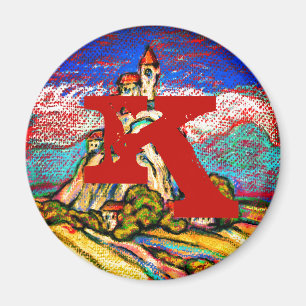 Hill Castle Fantasy Monogram Magnet