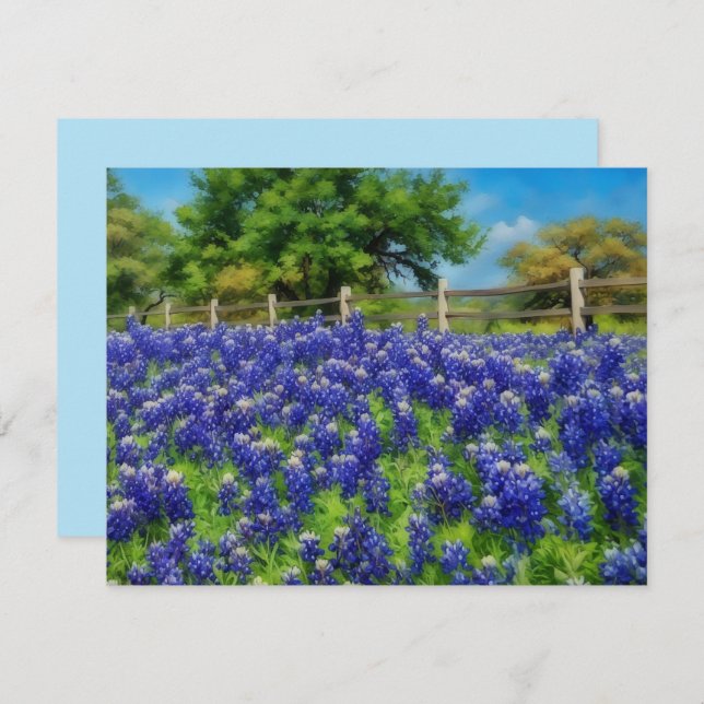 Hill Country Texas Bluebonnet Note Card Set Mitteilungskarte (Vorne/Hinten)