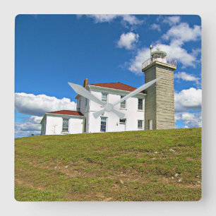 Hill Lighthouse, Rhode Island Wall Clock Quadratische Wanduhr