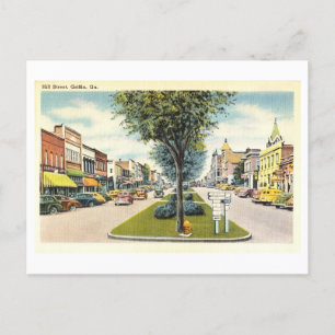 Hill Street Szene in Griffin, Georgia, Vintage Postkarte