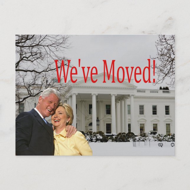 Hillary & Bill New Address Christmas card Postkarte (Vorderseite)