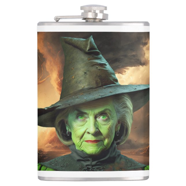 Hillary Cinton Wicked Witch of the United Staaten Flachmann (Vorderseite)