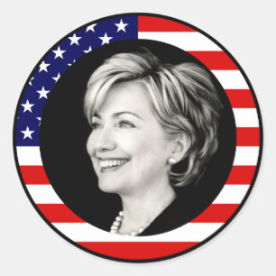 Hillary Clinton 08. wir Flagge. malerisch Runder Aufkleber
