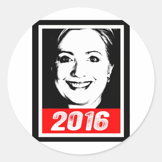 HILLARY CLINTON 2016 INK ART.png Runder Aufkleber (Vorderseite)