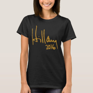 Hillary Clinton Autograph Imitats Gold Glitzer T-Shirt