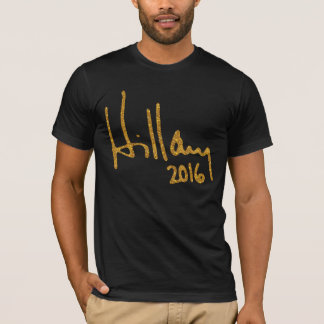 Hillary Clinton Autograph Imitats Gold Glitzer T-Shirt