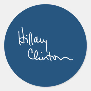 Hillary Clinton Autograph (weiß) -.png Runder Aufkleber
