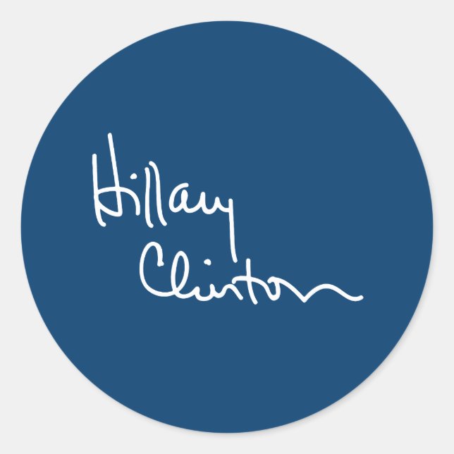 Hillary Clinton Autograph (weiß) -.png Runder Aufkleber (Vorderseite)