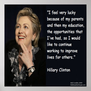 Hillary Clinton "Bildung & Eltern" Zitat Poster