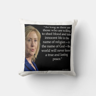 Hillary Clinton & Blood/Peace Quote Throw Kissen