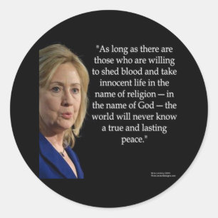 Hillary Clinton Blut Religion Zitat Runder Aufkleber