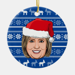 HILLARY CLINTON Christmas Keramik Ornament