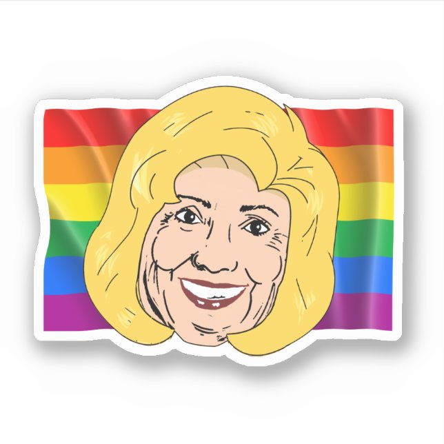 Hillary Clinton Gay Pride Sticker (Vorderseite)