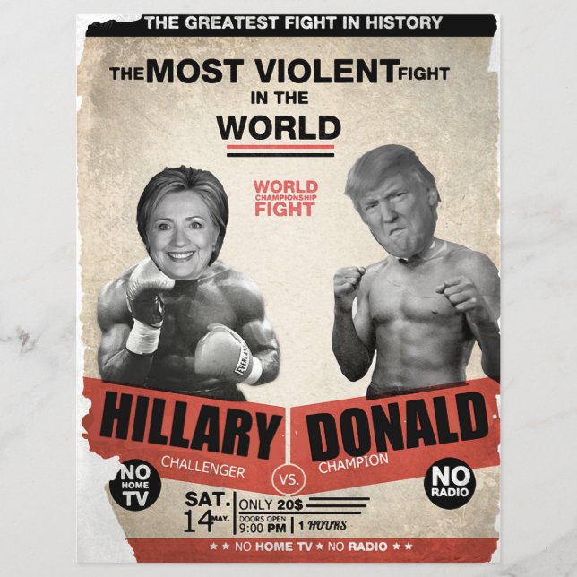 Hillary Clinton gegen Donald Trump 2016 Flyer (Vorne)