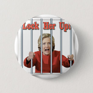 Hillary Clinton hinter Gittern Button