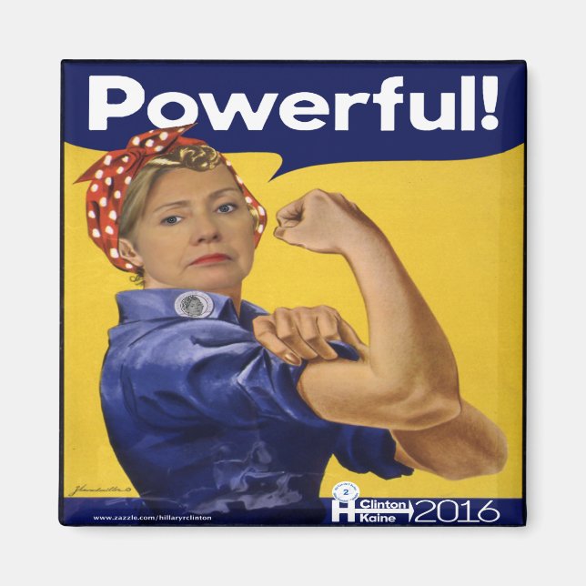 Hillary Clinton Powerful! Magnet (Vorne)