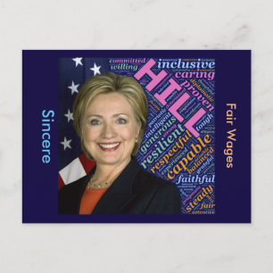 Hillary Clinton Pres, Flag & Caring Words Postcard Postkarte