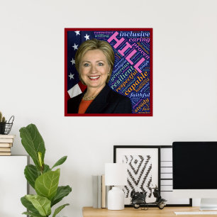 Hillary Clinton Pres, Flag & Kümmre Words Poster