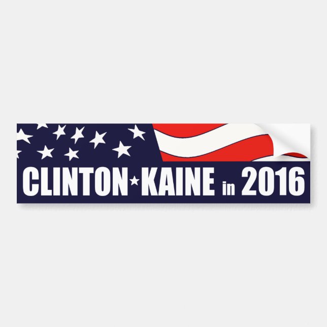 Hillary Clinton Tim Kaine 2016 Amerikanische Flagg Autoaufkleber (Vorne)