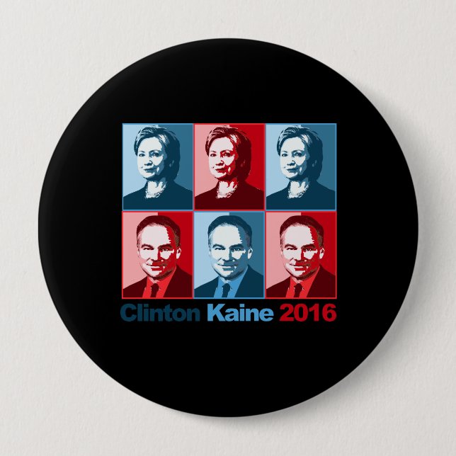 Hillary Clinton Tim Kaine 2016 - Block-Kunst - Button (Vorderseite)