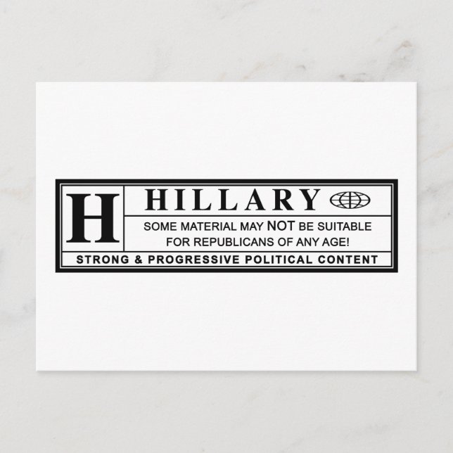 Hillary Clinton Warnschild Postkarte (Vorderseite)