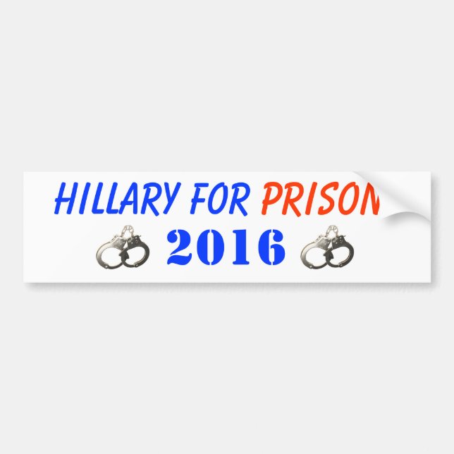 Hillary für Gefängnis 2016 Autoaufkleber (Vorne)