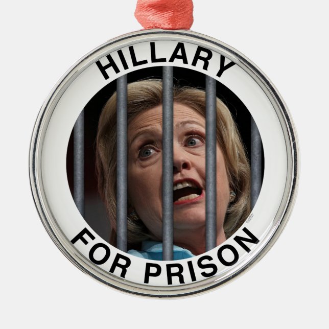 Hillary für Gefängnis Silbernes Ornament (Vorne)