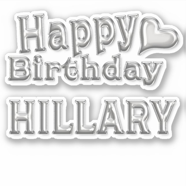 Hillary Happy Birthday silver Aufkleber Sticker (Vorderseite)