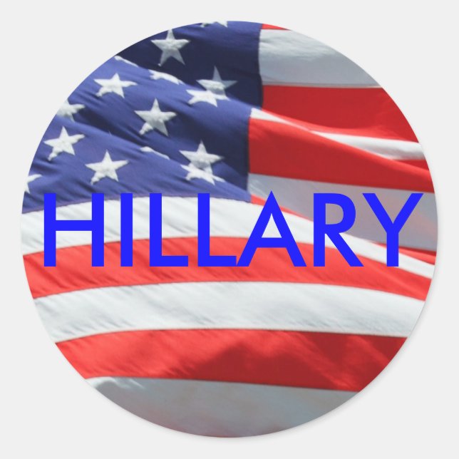 Hillary Running for President, American Flag Runder Aufkleber (Vorderseite)
