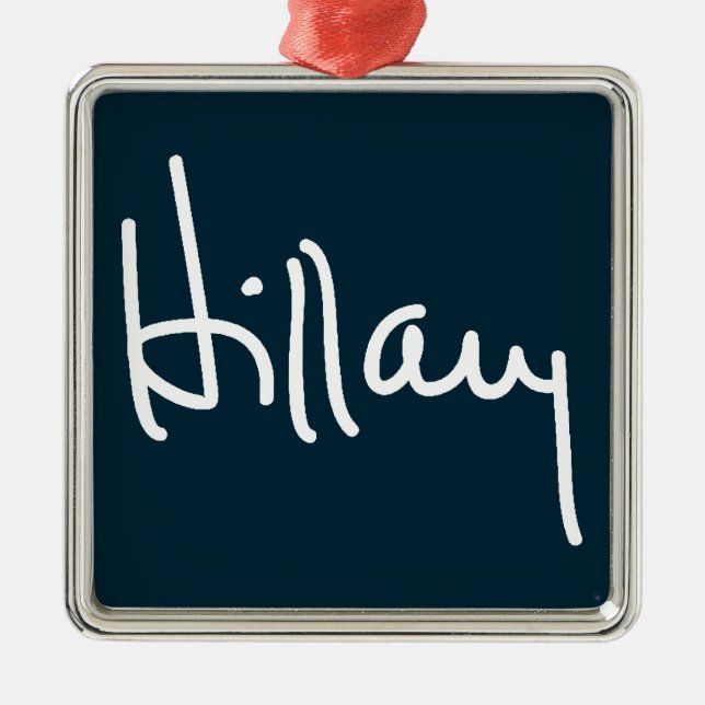 Hillary-Unterzeichnung Silbernes Ornament (Vorne)