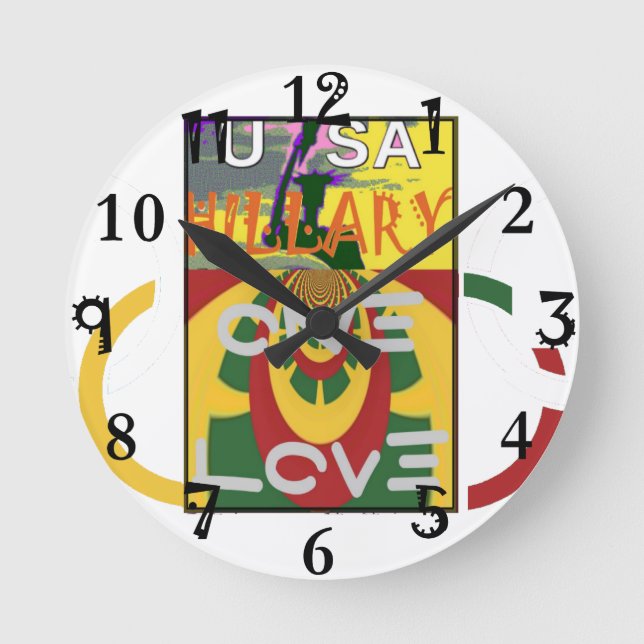Hillary USA Stronger Gemeinsam für eine Liebe stim Runde Wanduhr (Vorderseite)