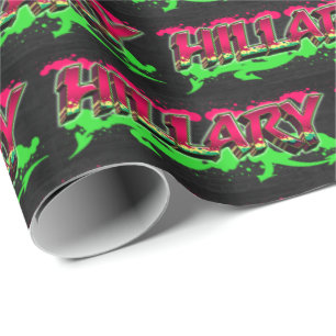 Hillary Vorname Name Graffiti red green Geschenkpapier