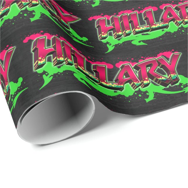 Hillary Vorname Name Graffiti red green Geschenkpapier (Rolleneckpunkt)