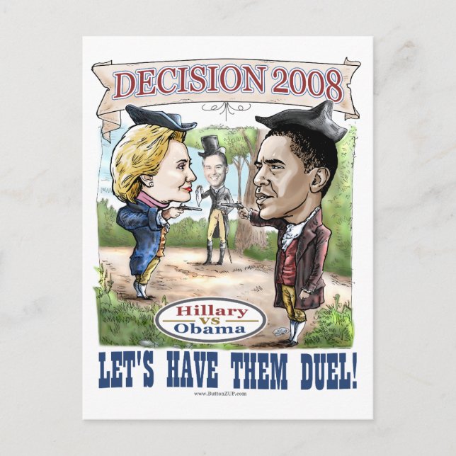 Hillary vs. Obama Postcard  Postkarte (Vorderseite)
