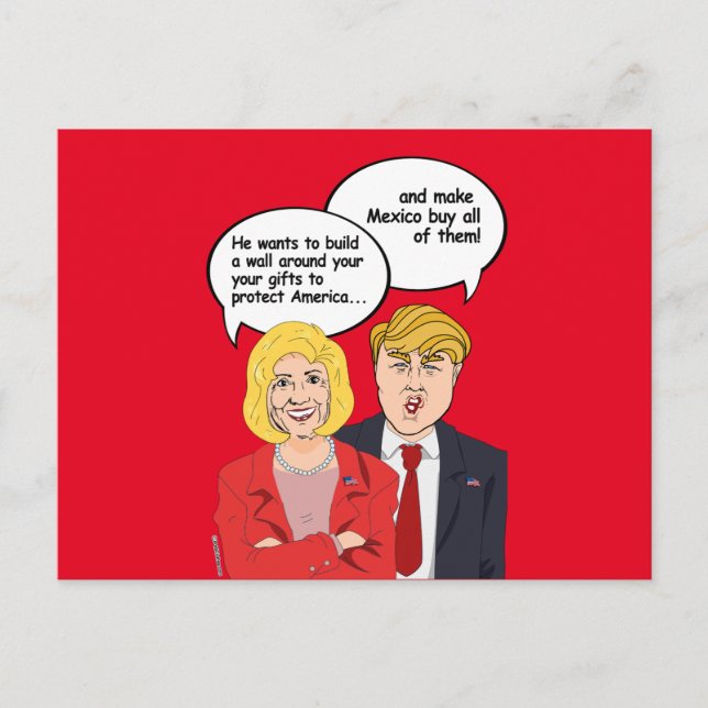 Hillary vs Trump Birthday Card - Eine Wand um dich Postkarte (Vorderseite)