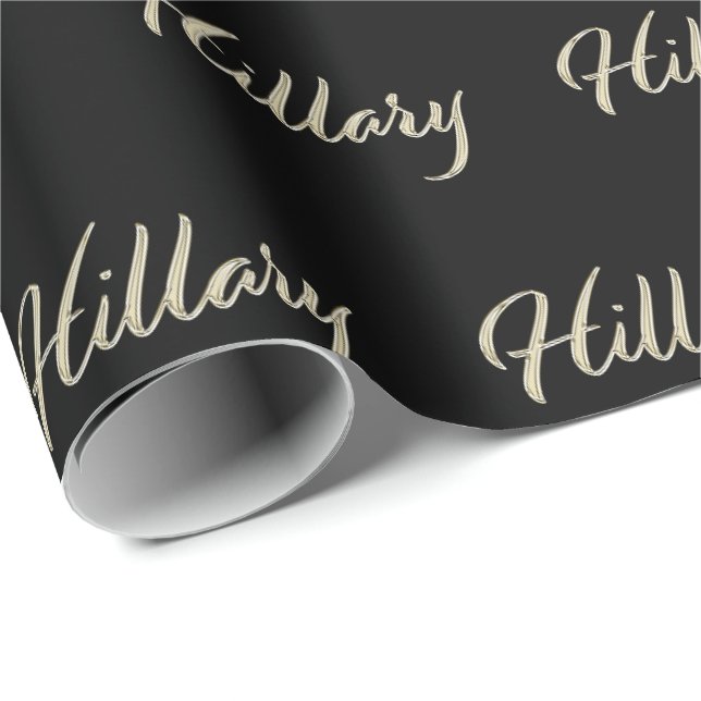 Hillary white gold Handwriting Geschenkpapier (Rolleneckpunkt)