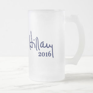 Hillaryunterzeichnung 2016 mattglas bierglas