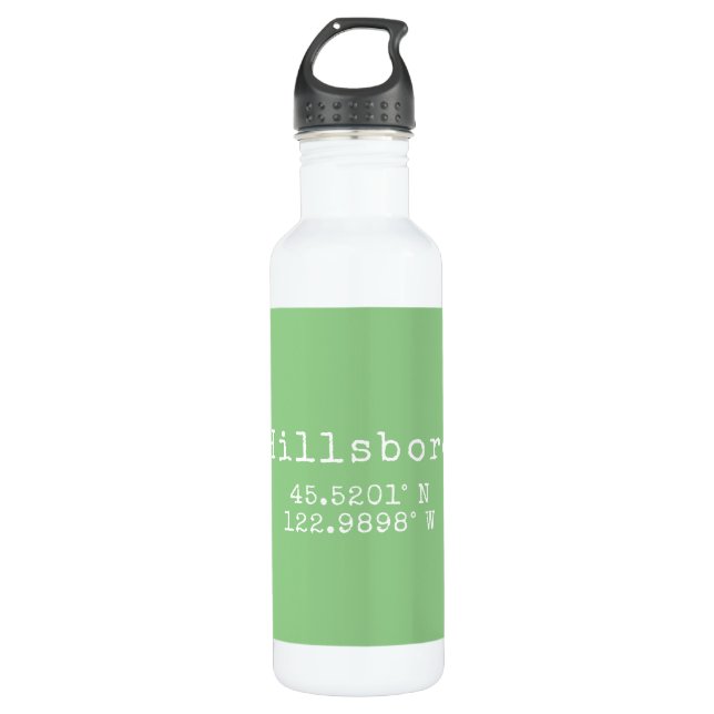 Hillsboro Oregon Latitude Longitude Edelstahlflasche (Vorderseite)