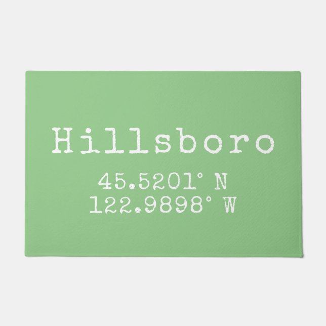 Hillsboro Oregon Latitude Longitude Fußmatte (Vorderseite)