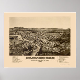 Hillsborough, NH Panoramic Map - 1884 Poster