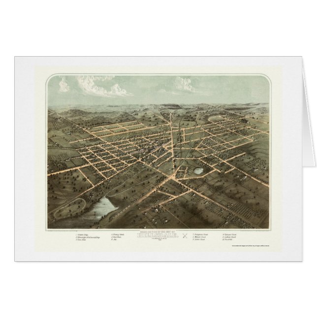 Hillsdale, panoramische Karte MI - 1866 (Vorderseite (Horizontal))