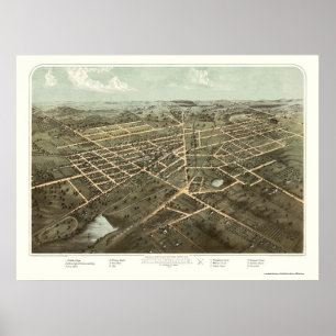 Hillsdale, panoramische Karte MI - 1866 Poster