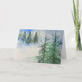 Hillside Evergreens und Snow Christmas Card Feiertagskarte