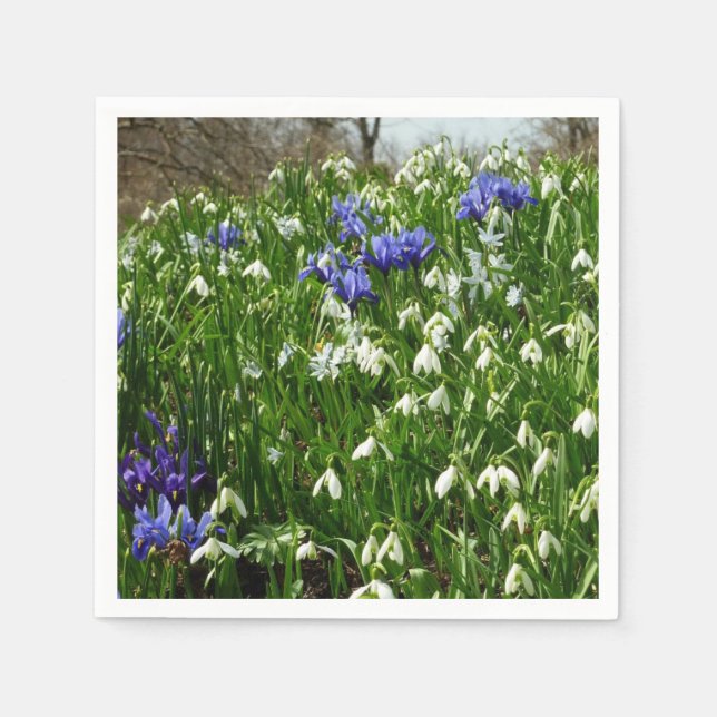 Hillside of Early Spring Flowers Landschaft Serviette (Vorderseite)