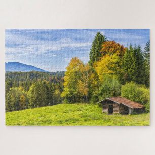 Hillside Shack Blick auf Berge und Wälder Puzzle