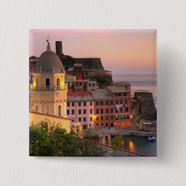 Hillside Stadt Vernazza im Abend, Cinque Button (Vorderseite)