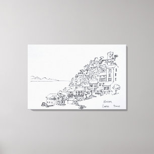 Hilltop Village Nonza   Korsika, Frankreich Leinwanddruck