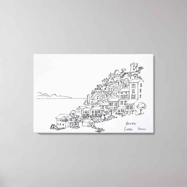 Hilltop Village Nonza | Korsika, Frankreich Leinwanddruck (Vorderseite)