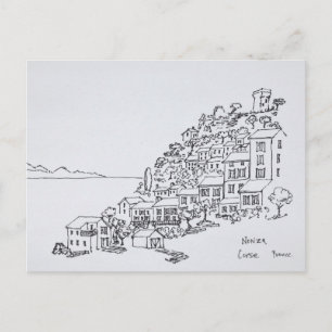 Hilltop Village Nonza   Korsika, Frankreich Postkarte