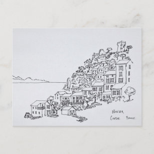 Hilltop Village Nonza   Korsika, Frankreich Postkarte